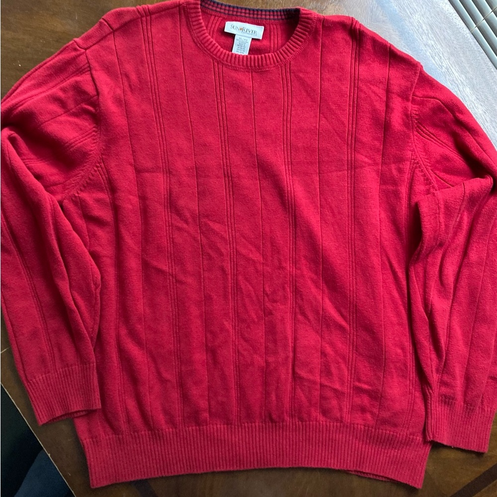 NWOT Men’s Size XL Sun River Clothing Co Red Pullover Ribbed Sweater